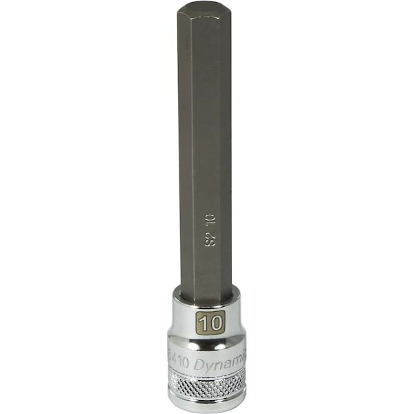 Tools 3/8" Drive Metric Hex Head, 10mm Long Bit, Chrome Finish Socket